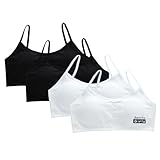 Asudaro Mädchen Bustier Baumwolle Sport BH 4 Stück Mädchen Sport BH mit Polster Mädchen Bustier...