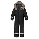 L SERVER Kinder Skianzug Jungen mit Kapuze Winddichte Wasserdichte Schneeoverall Mädchen Warmer...