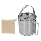 Jeniuu 1,2 L Camping-Teekessel, Tragbare Kaffeekanne, Teekanne, Campingkocher, Outdoor-Stahlkessel,...