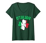 Damen O'talian Italienische lustige St. Patrick's Day Italia Kleeblatt-Flagge T-Shirt mit...