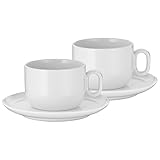 WMF Barista Tassen Set 4-teilig, zwei Kaffeetassen 160 ml mit Untertassen für Cappuccino,...