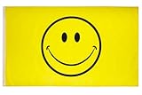 PHENO FLAGS Smiley Flagge, 150x90cm - lustige Fahne mit Smiley Motiv, Wetterfest & Robust, Gelbe...