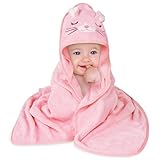 Aolso Kapuzenhandtuch Baby, 80x80 cm Baby Handtuch Kapuze, Baby Waschlappen, Korallenvlies...