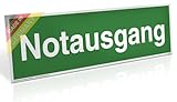 Schild Notausgang | extra langnachleuchtend | PVC selbstklebend 297 x 105 mm | gemäß BGV A 8