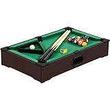 GAMES PLANET Mini Pool Billardtisch Nano inkl. Zubehör (2 Queues, Kugeln, Dreieck, Kreide), 3...