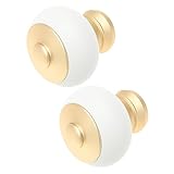MRVAKDYDI Vorhangstangenenden, Gardinenstangen-Endstücke, 2er-Pack, Weiß und Gold