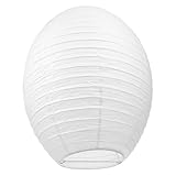 TOPBATHY Weißer Ovaler Faltbarer Papierlampenschirm aus Reispapier Chinesischer Lampion...