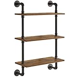 YMYNY Wandregal, 3-stöckiges Schweberegal Holz Wandboard im Retro-Industrie Design, 60 cm, stabil,...