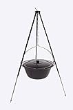 troph-e-shop Set Gulaschkessel 30 L mit Deckel Emaille und Dreibein Teleskop 90-145 cm