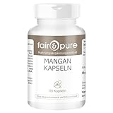 Fair & Pure Mangan hochdosiert, 90 Kapseln, 4mg aus Mangangluconat, Nahrungsergänzungsmittel vegan...