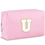 URSKYTOUS Initial adrette Make-up-Tasche für Damen, Reise-Kosmetiktasche, niedlich, rosa,...