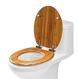 Ovaler Toilettensitz aus Holz – langsam schließendes Deckeldesign, Edelstahlscharniere, leicht zu...