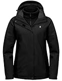 Little Donkey Andy 3-in-1 Skijacke Damen mit Fleece Warm Doppeljacke Wasserdichte Winddicht...