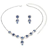 JEYORZY 3 Pcs Schmucksets für Damen Strass Kristall Kette Ohrringe Set Brautschmuck mit Halskette...