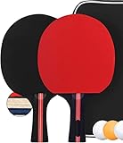 Tischtennisschläger Set mit 2 Schläger und 3 Bälle in Tasche, Tischtennis Set Schläger Bälle...