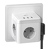 Steckdosenwürfel, Steckdosenwürfel ohne Kabel, 6 in 1 Steckdosenadapter, Steckdosenwürfel mit 3...