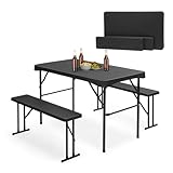 Sekey Bierzeltgarnitur Klappbar Kunststoff | 113 x 61 cm Esstisch Set mit 2 Bänken für 4 Personen...