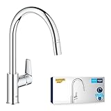 GROHE StartEdge, Küchenarmatur (Wasserhahn Küche mit ausziehbarer Brause, 360° Schwenkbereich,...