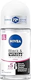 NIVEA Black & White Invisible Clear Deo Roll-On, Antitranspirant mit Anti-Flecken-Formel und ohne...