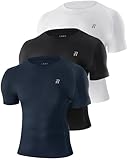 Runhit 3 Pack Kompressionsshirt Herren Kurzarm, Funktionsshirt Schnelltrocknend Sportshirt...