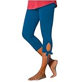 Sexy Damen Sportleggins 3/4 High Waist Capri Leggins Sporthose Leggins 7/8 Capri Leggings Damen Mit...