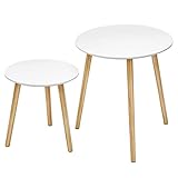 SONGMICS Beistelltisch-Set rund, 2 Moderne Sofatische, minimalistisch, skandinavischer Stil,...