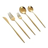 VALICLUD 1 Satz Besteckset Teilig Goldfarbenes Steakbesteck mit Messer Löffel Dessertlöffel und...