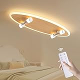 zenlavia LED Deckenlampe Kinderzimmer Skateboard-Design aus Holz – Dimmbar Deckenleuchte mit...