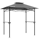 Wiltec Grillpavillon in Grau 242 x 158 x 250 cm, BBQ Pavillon mit Rauchabzug, Grillüberdachung mit...