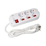 feletec Steckdosenleiste einzeln schaltbar 3-Fach, 1,5 Meter mit 2X USB (Type A und C)
