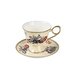 GMGQJST Kaffeetassen Set Retro Stil Hochbeinigen Bone China Vergoldete Kaffeetasse Licht Luxus...