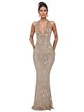Zoctuo Meerjungfrauenkleid mit Strass-Perlen, Mieder für Damen, formell, elegant, Gold-80678,...