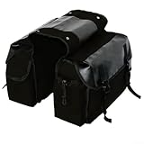 Honseadek Fahrradtasche aus Segeltuch mit Lederbesatz, großes Fassungsvermögen und mehrere Fächer...