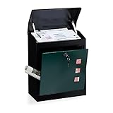 Relaxdays Briefkasten groß, Stahl, Sicherheits-Klappe, Schloss, HxBxT: 53 x 43,5 x 26 cm,...