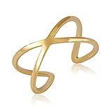 GD GOOD.designs Ring verstellbar Gold für Damen in X-Form aus hautverträglichem Edelstahl I...