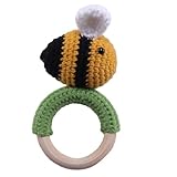 Milisten Kleinkind Handrassel Biene und Gestricktem Baumwollgarn Zahnradspielzeug Bissfest...