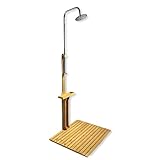BURI Gartendusche aus geöltem Kiefernholz mit verzinktem Eisen 75x75x221cm Dusche Garten...
