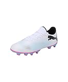 Puma Men Future 7 Play Fg/Ag Soccer Shoes, Puma White-Puma Black-Poison Pink, 42 EU