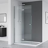 IMPTS walk in dusche 80x185 cm glas Duschwand Duschabtrennung 2-teilig faltbar Duschkabine...