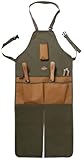 Esschert Design Gartenschürze, Arbeitsschürze mit Taschen, lang, in grün-braun, ca. 46 cm x 1 cm...