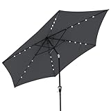 Kingsleeve® Sonnenschirm Balkon 300cm LED Beleuchtung UV Schutz 80+ Solar Schutzhülle Groß Kurbel...