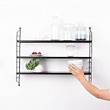 [en.casa] Modulares Wandregal Strängnäs Metallregal Schwarz Hängeregal mit 3 Regalböden Badregal...
