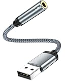USB auf 3,5 mm Klinke Aux Adapter, Externe USB A Soundkarte auf 3,5 mm Audio Stereo Konverter...