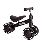 DeerBird KIDS - Kinder Laufrad ab 1 Jahr, Baby Balance Lauflernrad mit 4 Rädern, Schwarz