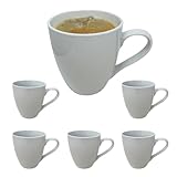 Generisch Kaffeebecher Porzellan Weiß mit Henkel bauchige Form Groß Jumbo XL 500 ml / 0,5 Liter 6...