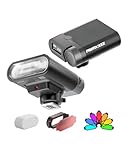 PHOTOOLEX Mini Kamerablitz - G01 Camera Flash, GN16 Blitz Speedlite mit Farbbildschirm für Canon...