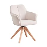 B&D home® Esszimmerstuhl Daisy drehbar – mit Armlehnen, 360° Drehfunktion, Webstoff in Creme,...