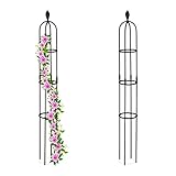 Relaxdays Rankhilfe Obelisk, 2er Set, 160x20 cm, Ranksäule für Kletterpflanzen, Metall,...