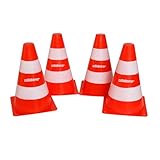 alldoro 60090 Pylonen 4er-Set für Kinder, Verkehrshütchen orange-weiß, 18 cm hoch, stapelbare...