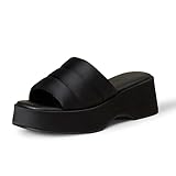 Amazon Essentials Damen Plateausandale Zum Hineinschlüpfen, Schwarz Satin, 37.5 EU